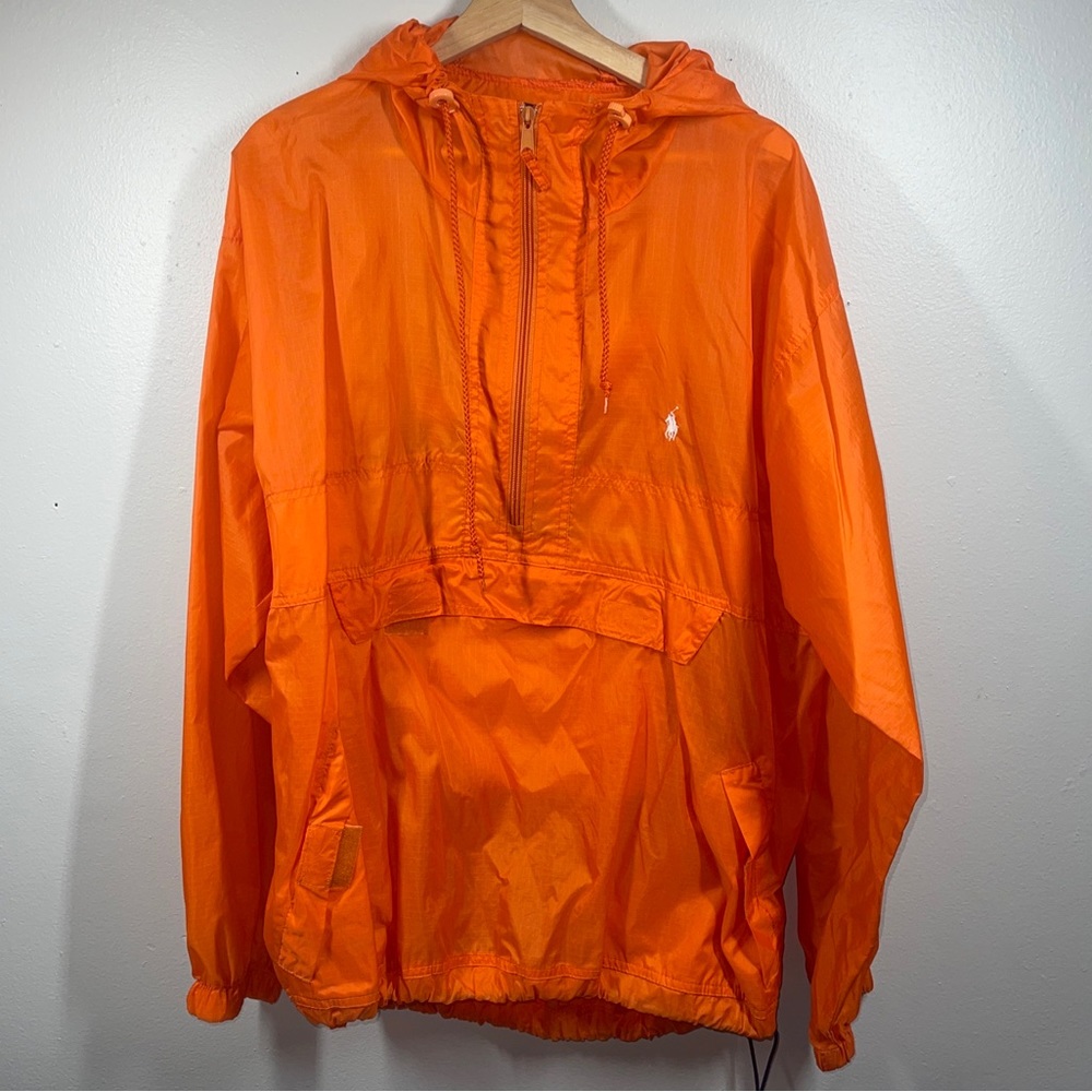 Vintage Ralph Lauren polo orange 1/4 zip windbreaker XL made in the USA